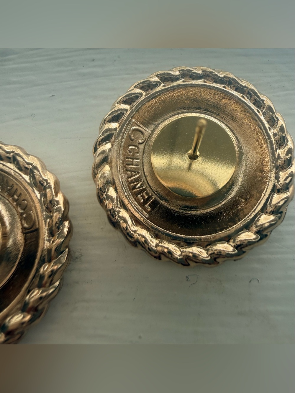 Vintage Gold CC Statement Repurposed Studs - Picture 6 of 7